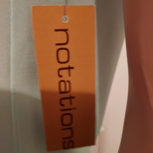 NOTATIONS LIGHT AQUA SHORT SLEEVE V-NECK WITH GATHERS FLARED TUNIC SIZE S NWT - Picture 4 of 8